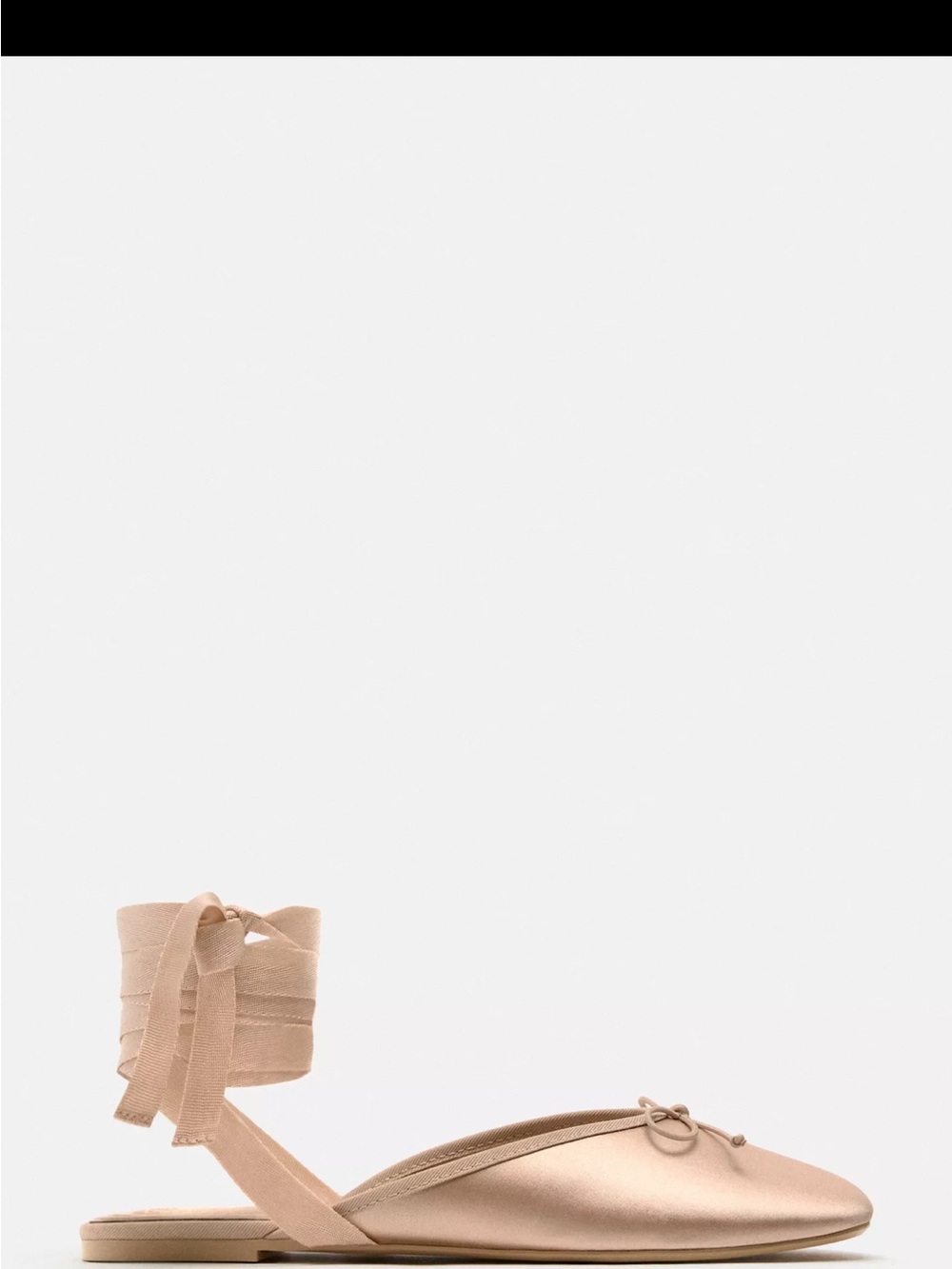 Zara Dusty Pink Leather Ballet Flat with Ankle Tie